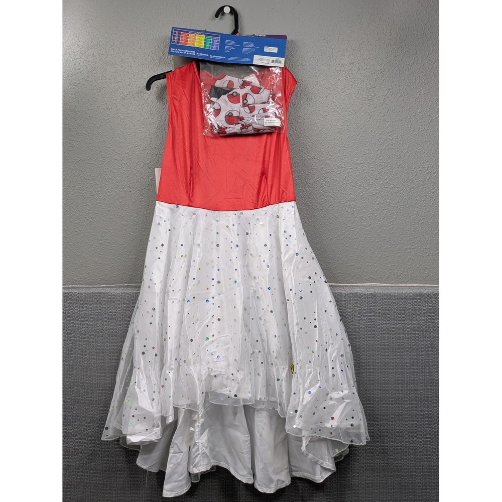 Pokemon Poke Ball Dress 4 Piece Costume Set Red White Women Small 4-6 Rubies - Picture 4 of 9